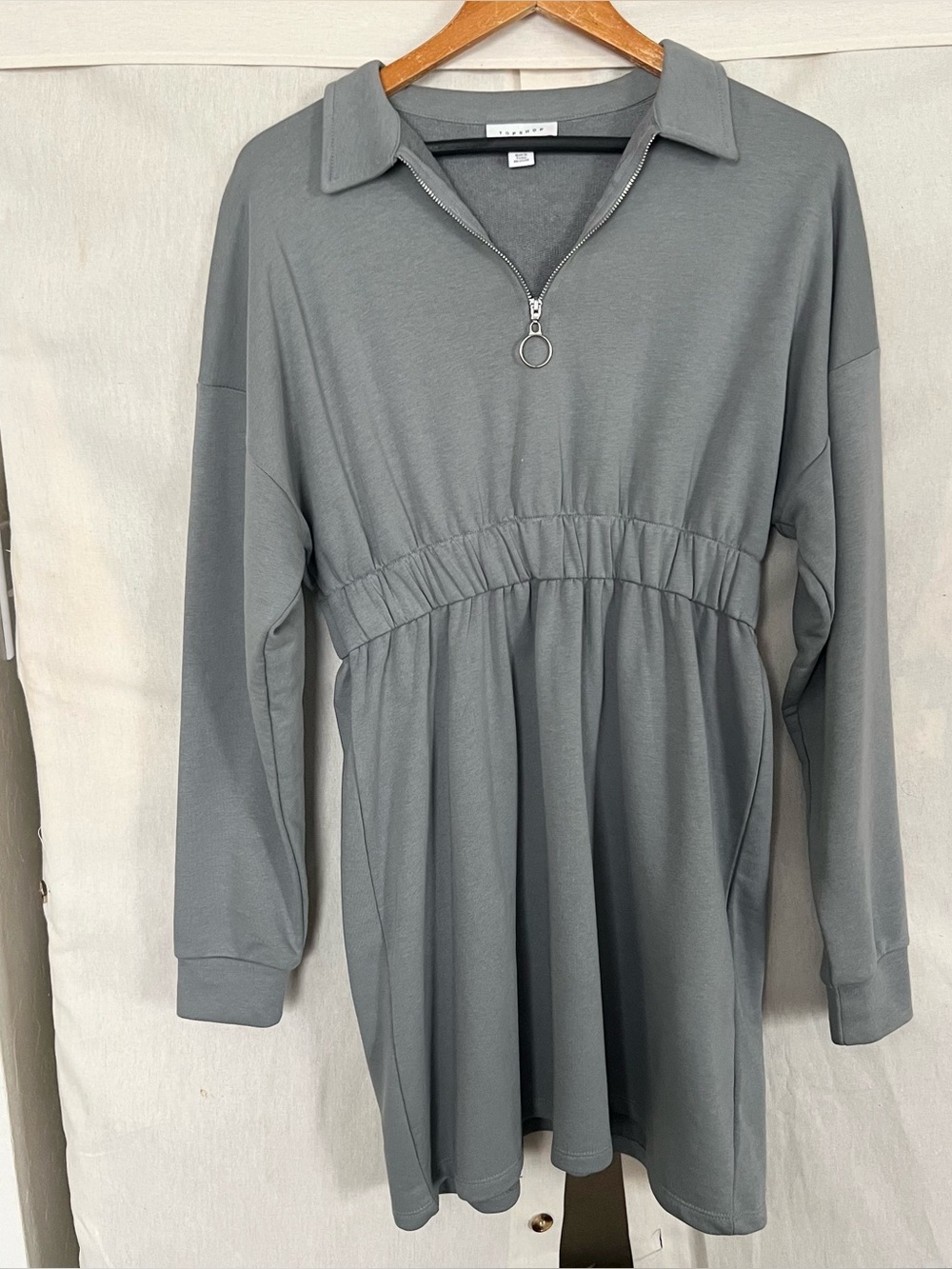 Topshop Quarter Zip Sweatshirt Dress Size 6